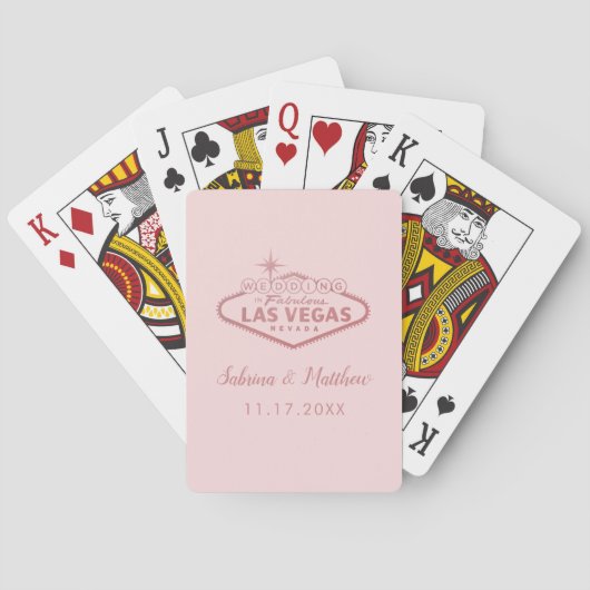 Rose Gold Pink Las Vegas Wedding Spielkarten (Rückseite)