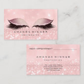 Rose Gold Pink Lashes Extention Makeup Glitzer Terminkarte (Vorne/Hinten)