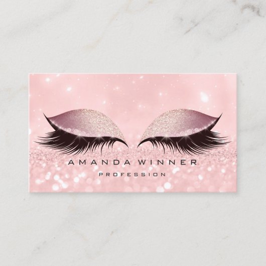 Rose Gold Pink Lashes Extention Makeup Glitzer Terminkarte (Vorderseite)