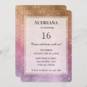 Rose Gold Pink Lila Sparkone Geburtstag Einladung (Vorne/Hinten)