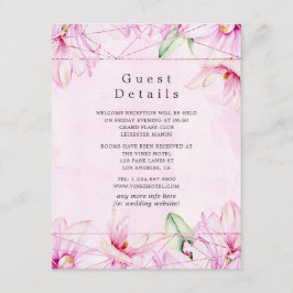 Rose Gold & Pink Magnolia Geometrische Gastdetails Begleitkarte