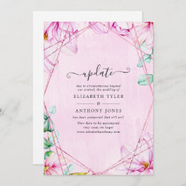 Rose Gold & Pink Magnolia Geometrisches Hochzeitsu Einladung