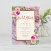 Rose Gold Pink Marmor Hochzeitsfest Brautparty Einladung (Stehend Vorderseite)