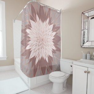 Rose Gold Pink Mauve Handgezeichnete Blume Duschvorhang