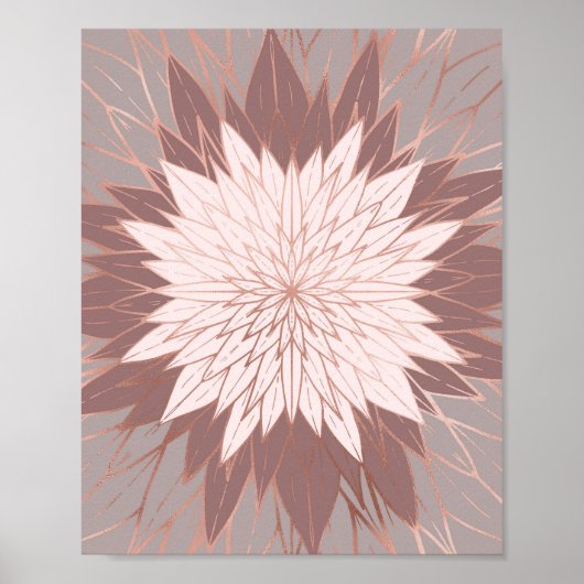 Rose Gold Pink Mauve Handgezeichnete Blume Poster (Vorne)