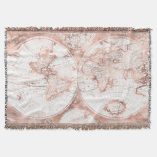 Rose Gold Pink Metal Glitzer Antique Weltkarte Decke