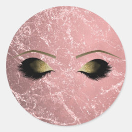 Rose Gold Pink Moderne Glam Marmor & Makeup Augen Runder Aufkleber