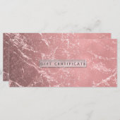 Rose Gold Pink Modernes Marmorgeschenkzertifikat (Vorne/Hinten)