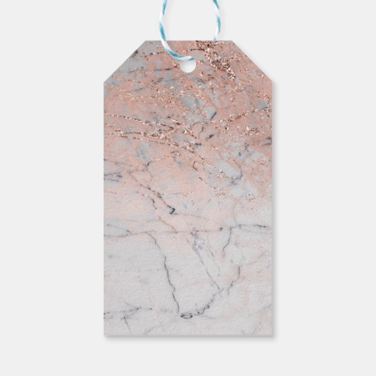 Rose Gold Pink Modernes Marmorglas Glam Chic Gastg Geschenkanhänger (Rückseite)
