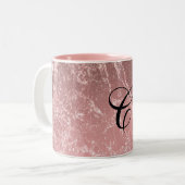 Rose Gold Pink Modernes, trendiges Glam Marmorchic Zweifarbige Tasse (Vorderseite Links)