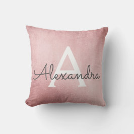 Rose Gold Pink Monogram Name & Initial Kissen