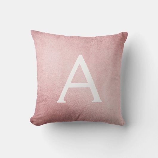 Rose Gold Pink Monogram Name & Initial Kissen (Vorderseite)