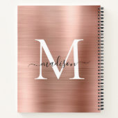 Rose Gold Pink Monogram Script Pinselmetallfolie Notizblock (Rückseite)