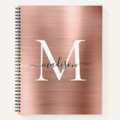 Rose Gold Pink Monogram Script Pinselmetallfolie Notizblock (Vorderseite)