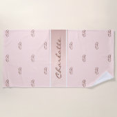 Rose gold pink monogram strandtuch (Vorderseite)