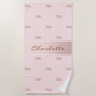 Rose gold pink monogram strandtuch