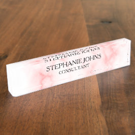 Rose Gold Pink Monogramm Name Modernes Marmormuste Namensplakette