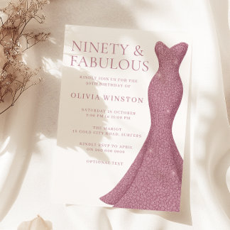 Rose Gold Pink Neunzig & Fabulous 90. Geburtstag Einladung