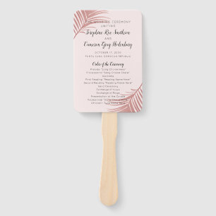 Rose Gold Pink Palm Beach Tropical Wed Program Fan Fächer