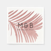 Rose Gold Pink Palm Tree Blätter Tropical Serviette (Vorderseite)