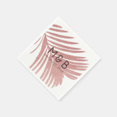 Rose Gold Pink Palm Tree Blätter Tropical Serviette (Ecke)