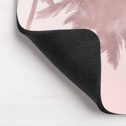 Rose Gold Pink Palms Beach Ombre Palmen Bäume Girl Mousepad (Ecke)
