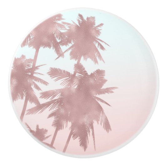 Rose Gold Pink Palms Beach Ombre Palmen Chic Keramikknauf (Vorderseite)