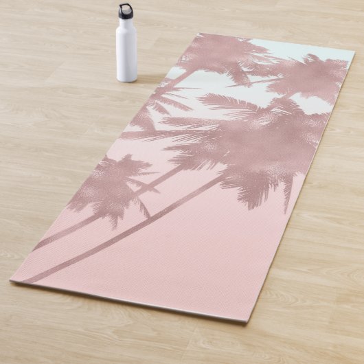 Rose Gold Pink Palms Beach Ombre Palmen Chic Yogamatte (Beispiel)