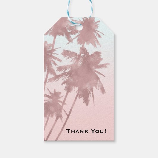 Rose Gold Pink Palms Beach Ombre Palmen Party Geschenkanhänger (Vorderseite)