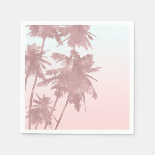 Rose Gold Pink Palms Beach Ombre Palmen Serviette (Vorderseite)