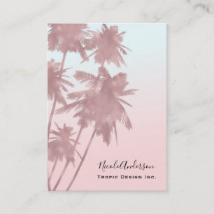 Rose Gold Pink Palms Beach Ombre Palmen Visitenkarte