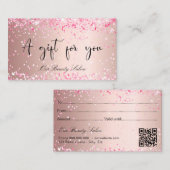 Rose gold pink qcode Geschenkgutschein Visitenkarte (Vorne/Hinten)