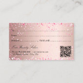 Rose gold pink qcode Geschenkgutschein Visitenkarte (Rückseite)