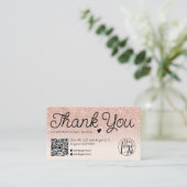 Rose gold pink Reihenfolge danke Qr-Code Foto Visitenkarte (Stehend Vorderseite)
