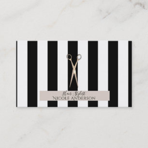 Rose Gold Pink Schere Schwarz Streifen Haarstempel Visitenkarte