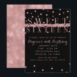 Rose Gold Pink & Schwarz Modernes Glam Sweet 16 Pa Einladung<br><div class="desc">Anpassen für jedes Ereignis.</div>