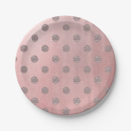 Rose Gold Pink Shine Glam Polka Dots Modern Chic Pappteller