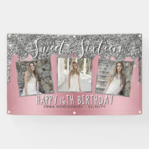 Rose Gold Pink Silver Glitzer Foto 16. Geburtstag