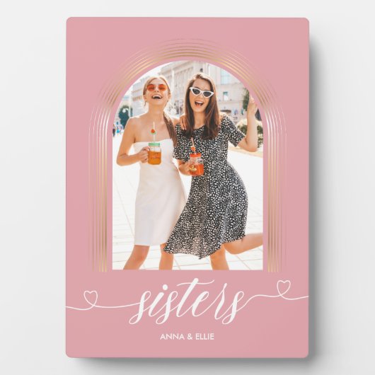 Rose Gold Pink Sisters Personalisiertes Foto Keepa Fotoplatte (Vorderseite)