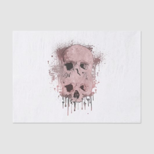 Rose Gold Pink Skull Tropfen Tinte Grafisches Part Seidenpapier (Vorderseite)