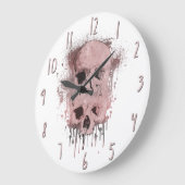 Rose Gold Pink Skull Tropfen Tinte Spritzer Grafik Große Wanduhr (Winkel)