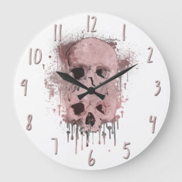 Rose Gold Pink Skull Tropfen Tinte Spritzer Grafik Große Wanduhr