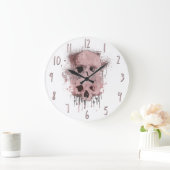 Rose Gold Pink Skull Tropfen Tinte Spritzer Grafik Große Wanduhr (Zuhause)