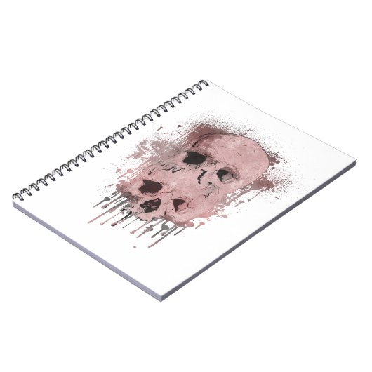 Rose Gold Pink Skull Tropfen Tinte Spritzer Grafik Notizblock (Linke Seite)