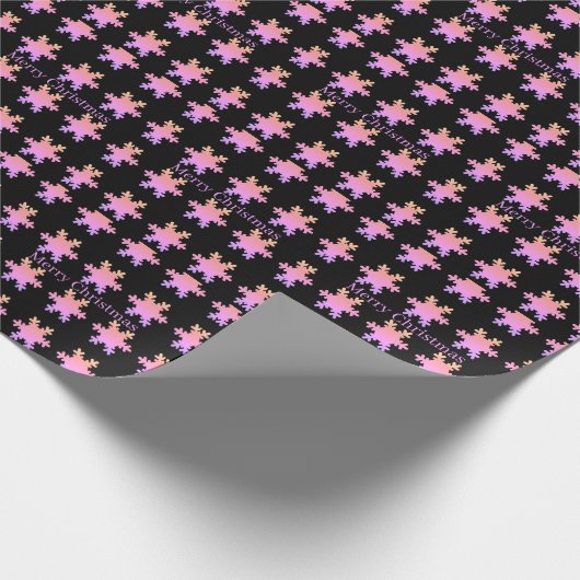 Rose Gold Pink Snowflake Patterns Merry Christmas  Geschenkpapier (Ecke)