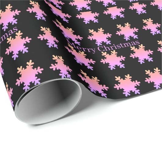Rose Gold Pink Snowflake Patterns Merry Christmas  Geschenkpapier (Rolleneckpunkt)