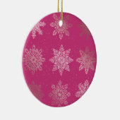 Rose Gold & Pink Snowflake Weihnachtsmuster Keramik Ornament (Rechts)