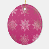 Rose Gold & Pink Snowflake Weihnachtsmuster Keramik Ornament (Links)