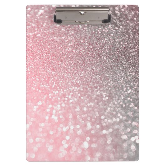 Rose Gold Pink Sparkle Luxus Trendy Glitzer Klemmbrett (Vorderseite)