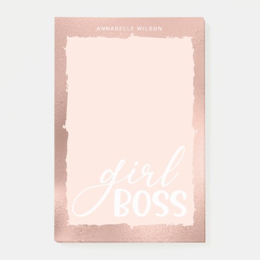 Rose Gold & Pink Stilfser Girl Boss Post-it Klebezettel (Vorderseite)